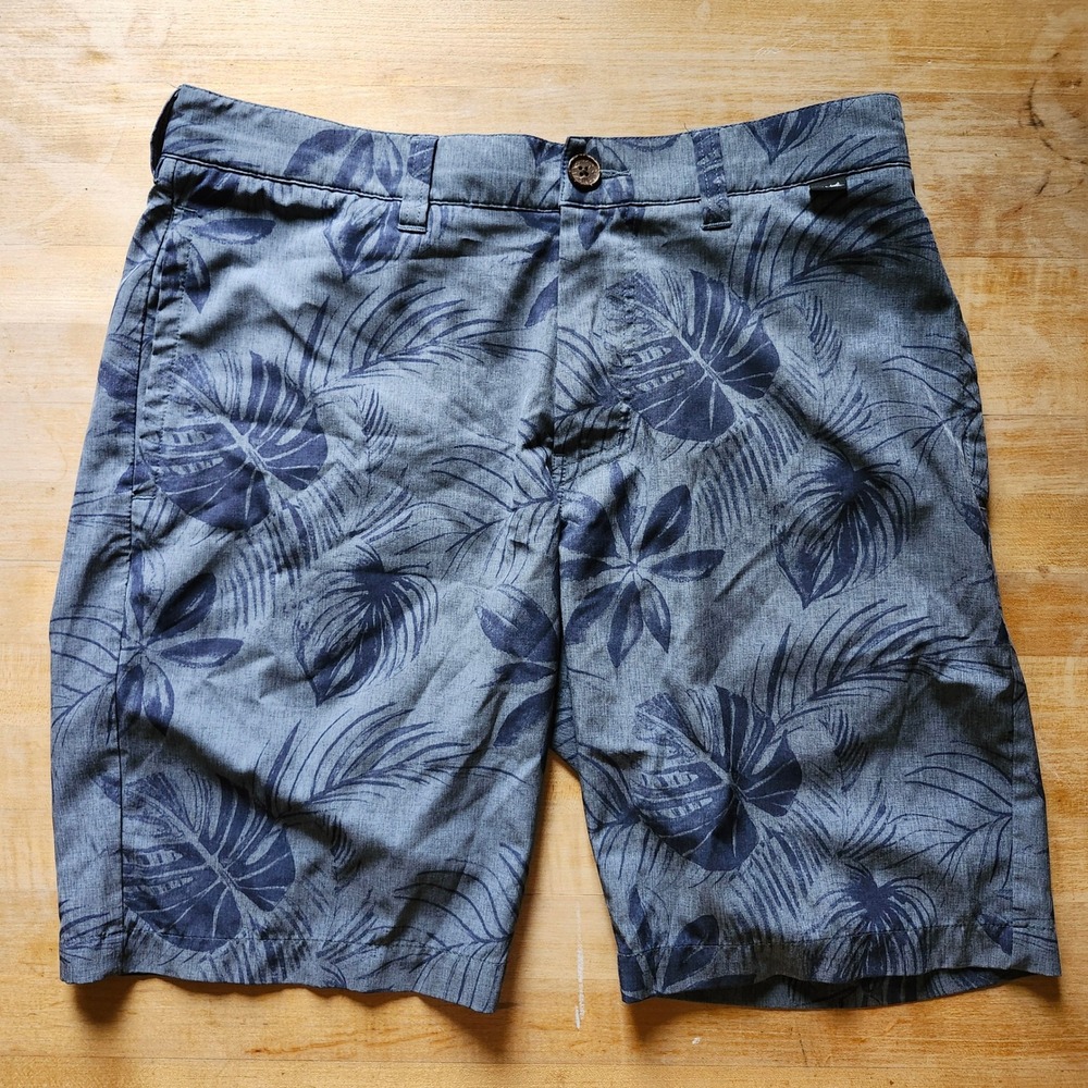 TravisMathew Palm Floral Golf Shorts Blue Heather Mens 32 Stretch Chino 78236-00